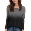 Fashionable Women's Long-sleeved Gradient Round Neck Casual Pleated Loose Top