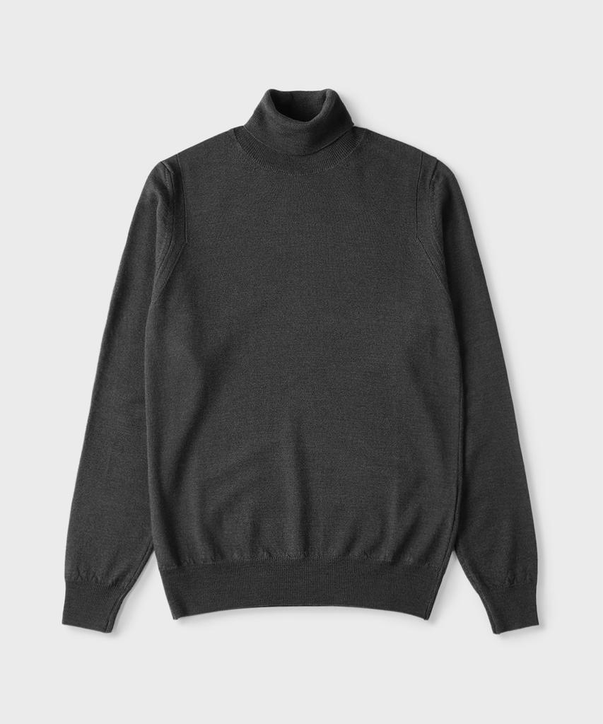 PANICALE Black 100% Merino Wool Turtleneck Knit