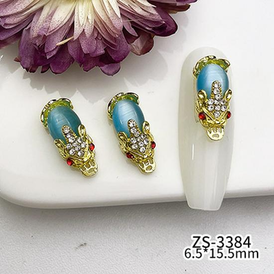 

Роскошные новогодние аксессуары для нейл-арта 2025: Счастливый Пи Сю и голова змеи из сплава с большим бриллиантом