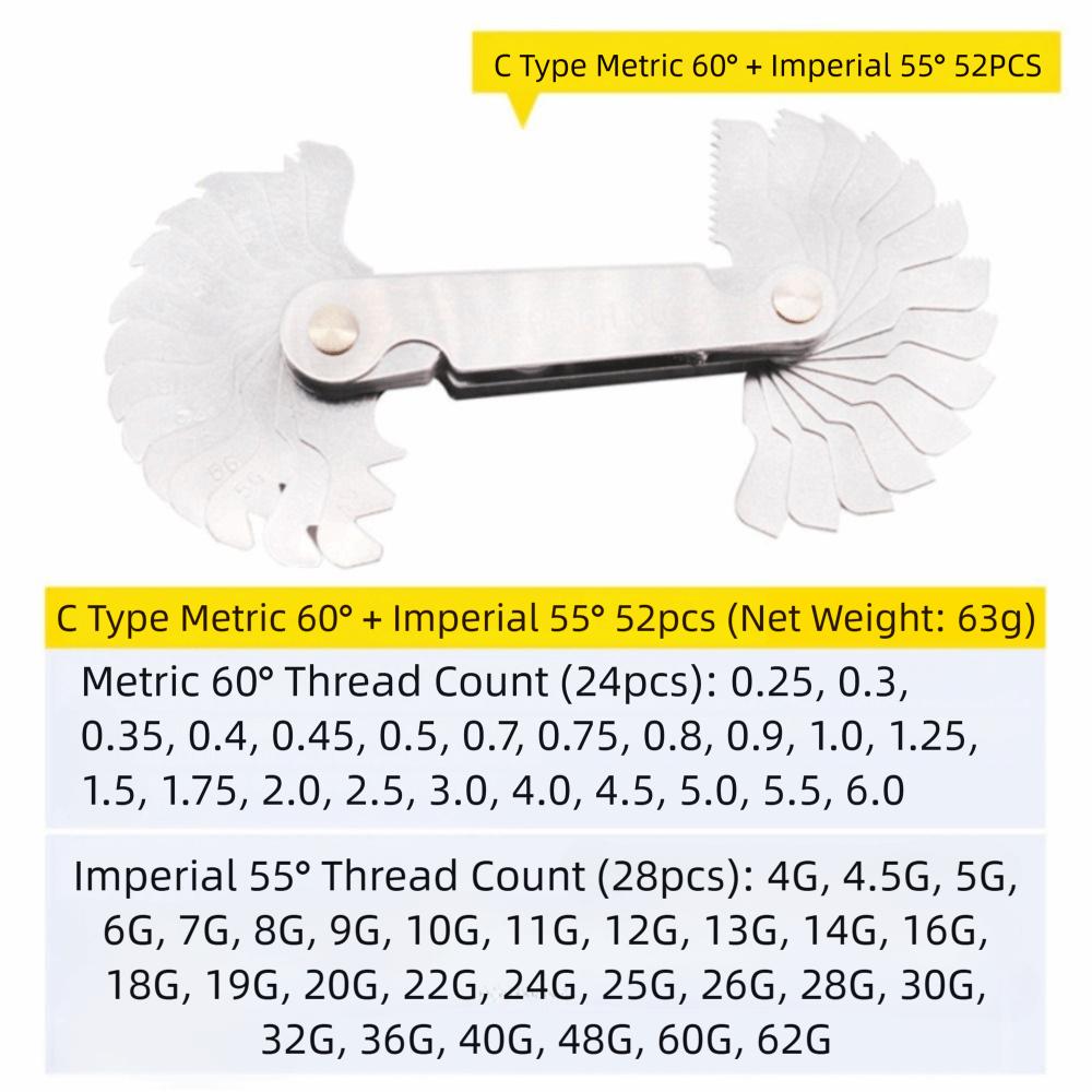 60 Degree Thread Pitch Gauge Metric Imperial Measuring Tool  Industrial Measurement