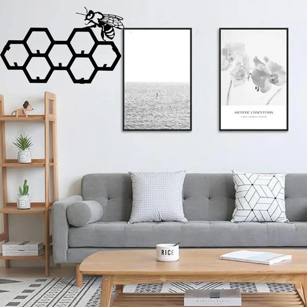Вешалка металлическая пчела настенная - Bee & Honeycomb Art. Для прихожей. Вешалка — фото 7