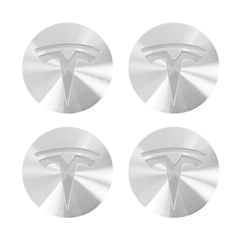 

4Pcs Aluminium Car Hub Cap Decal Wheel Center Stickers Accessories For Tesla Model-Y Model-3 Model-X Model-S Cybertruck Roadster