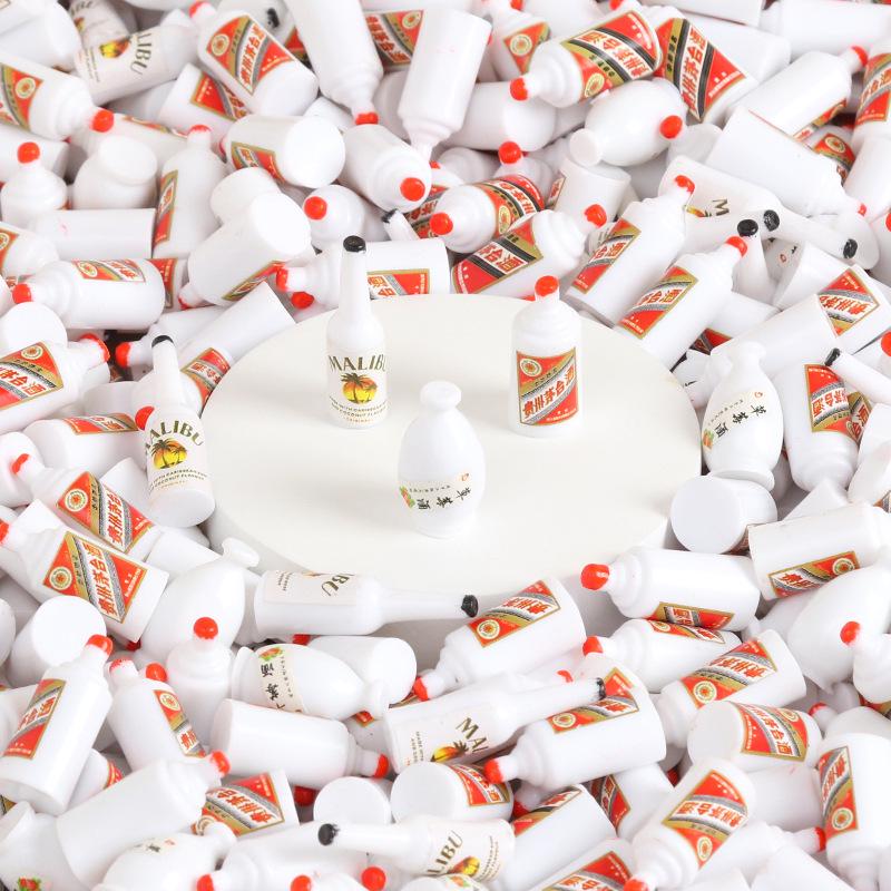Mixed Style Realistic Mini Liquor Bottles Resin Accessories for DIY Ornaments