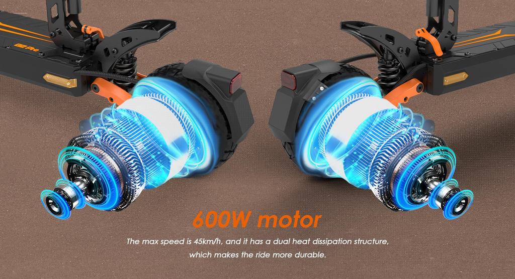 Składany skuter elektryczny KuKirin G2 Pro, silnik 600W, bateria 48V 15.6AH, prędkość maksymalna 45KM/H, zasięg 58KM, opony 9-calowe