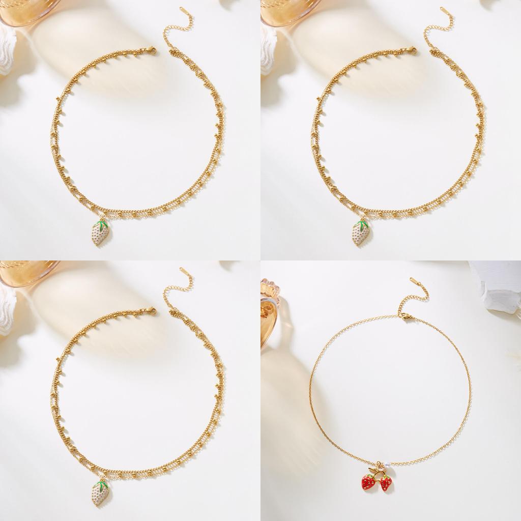 Fruitinspired Stainless Steel Necklace Collection With Multilayer Chains For Summer Fashion Accessories