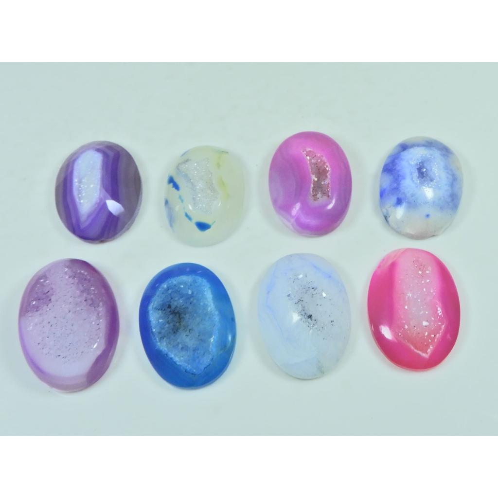 18X25MM Natural Window Druzy Agate Oval Cabochon Loose Gemstone 08 Pcs Lot C-3701