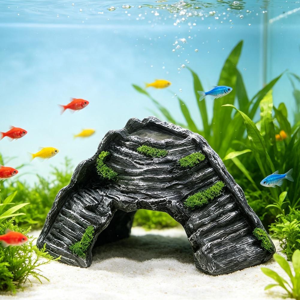Lightweight Fish Tank Cave Turtle Basking Platform Artificial Rock Dock Baby Tortoise Climbing Ramp for Terrarium for Shrimp