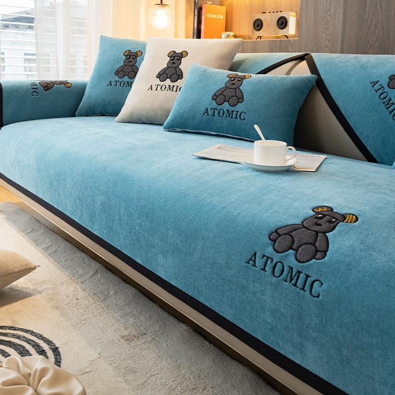 

Подушка для дивана из шенилла Four Seasons Universal Cartoon Вышивка Нескользящая Подушка для дивана Подушка для спинки 70*70cm