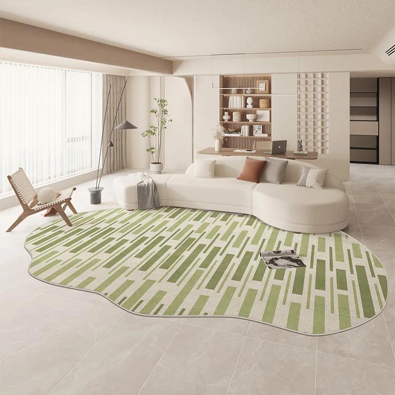 Large Area Green Rugs for Bedroom Nordic Living Room Decoration Shaped Carpet Irregular Plush Lounge Rug Home Thick Washable Mat