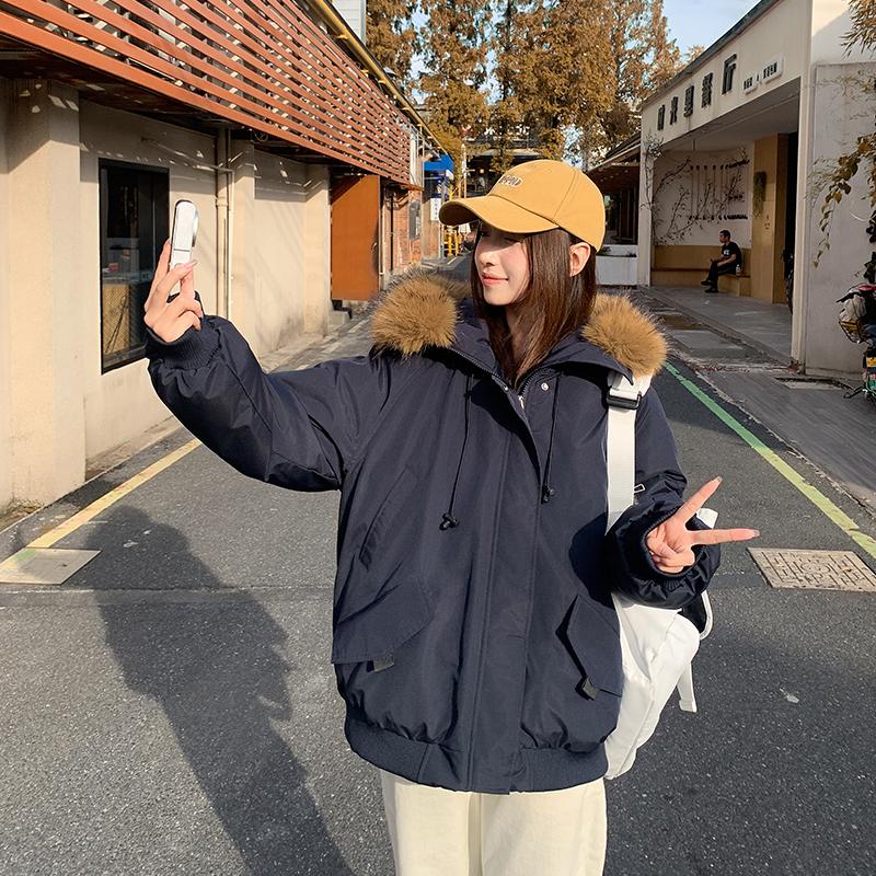 Autumn Winter Thicken Warm Parka Women Casual Sweety Solid Color Big Pocket Loose Hooded Coat Jackets Outwear