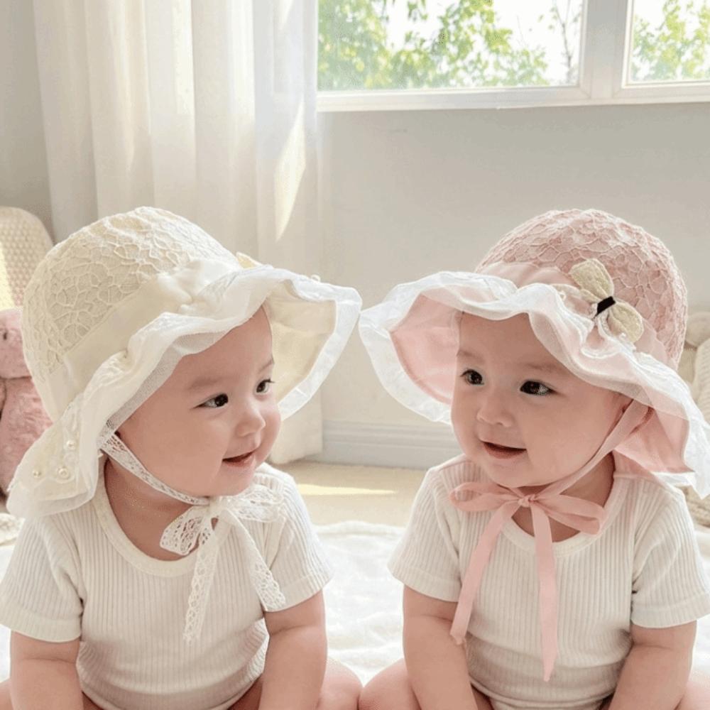Soft Brim Baby Sun Hat Pearl Bowknot Toddler Bucket Hats New UV Protection Cap  Travel