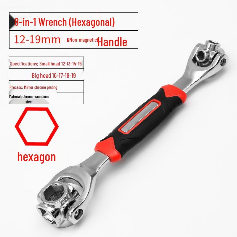 52-in-1 Multi-purpose Universal Socket Wrench Set with 360° Rotating Heads, 8 Pcs