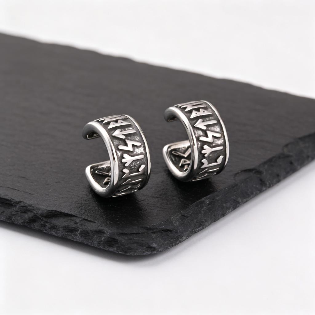 Vintage Punk Viking Clip Earrings for Men Boys,Anti Allergy Stainless Steel No Pierced Ear Bone Cuff,Birthday Father Gift
