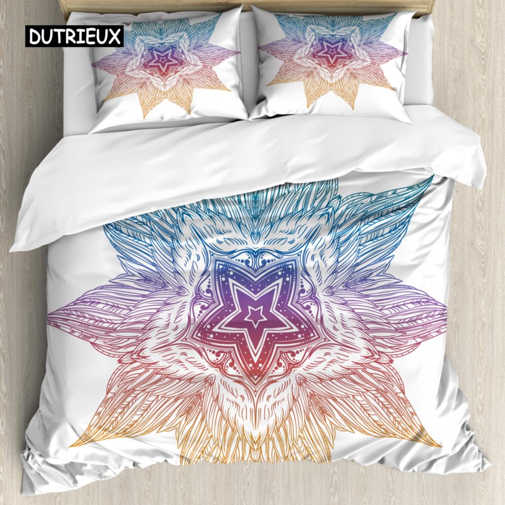 

Mandala Bedspread Cover Package Boho Style Ethnic Colorful Spring Garden Themed Multicolor Heavy-duty Polyester Bed Ensemble Full Size Queen Size King EU single(135x200cm)