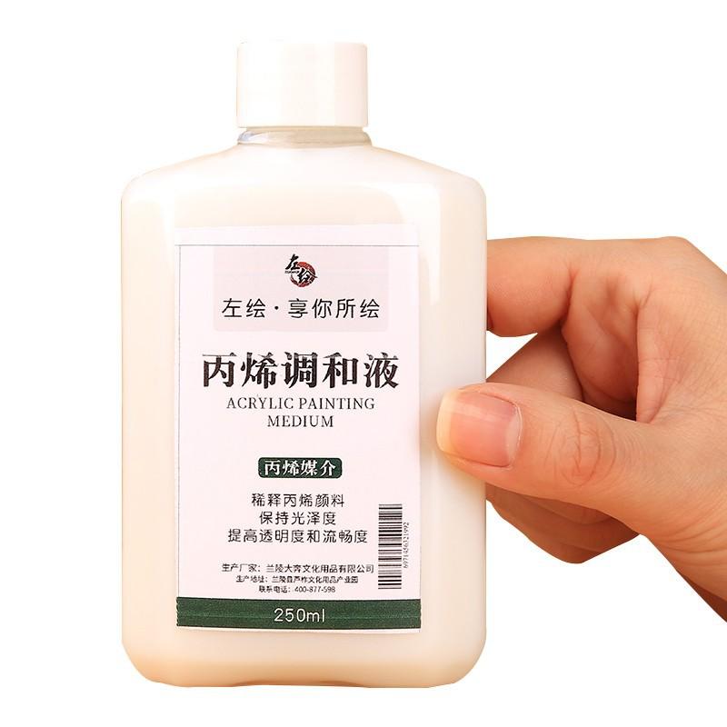 Acrylic Paint Medium & Thinner 250ml, White Mixing Fluid for Dilution & Blending