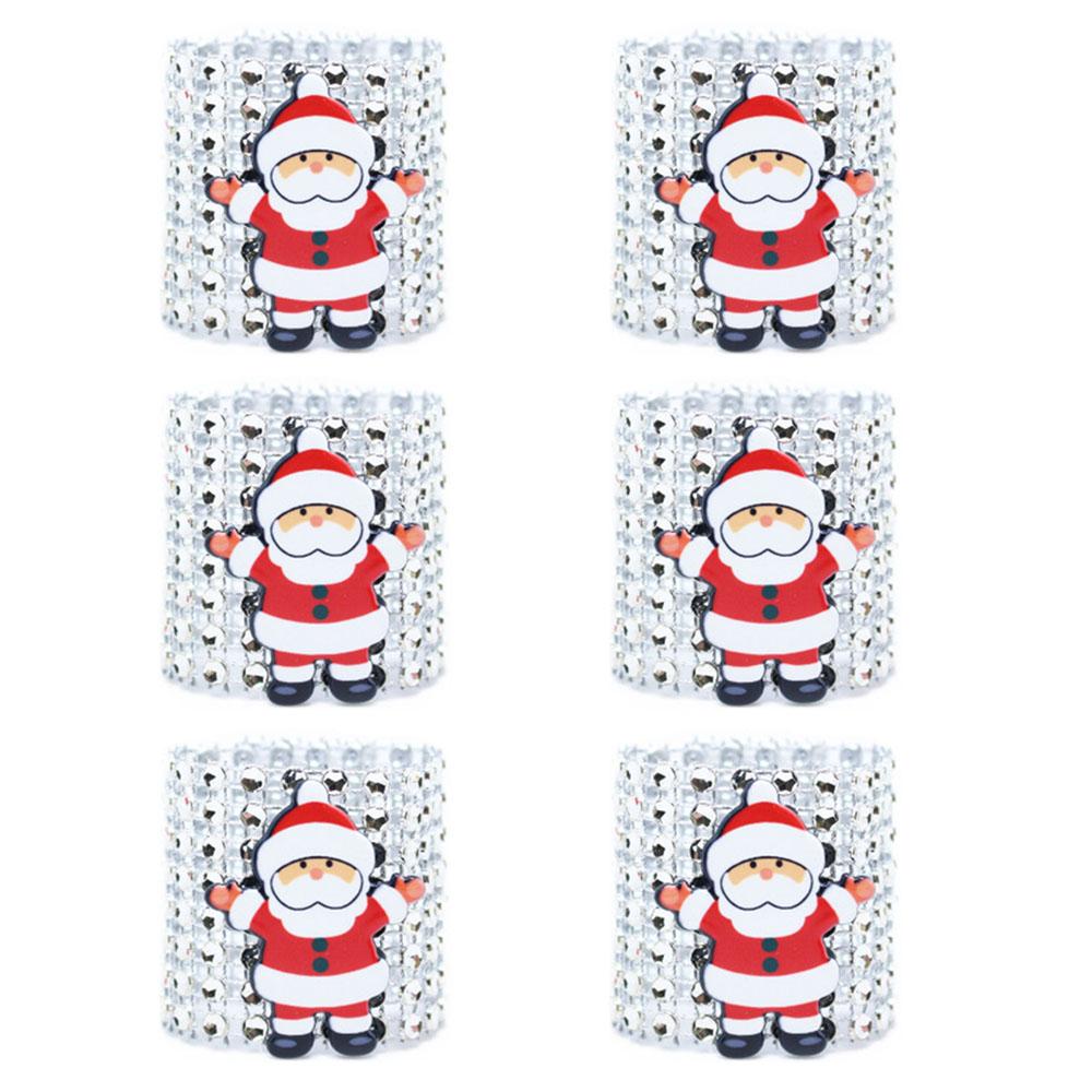 

6PCs Christmas Napkin Rings Set Elk Bells Santa Xmas Tree Napkin Buckle 2025 Xmas Table Decoration 2026 New Year Home Decors