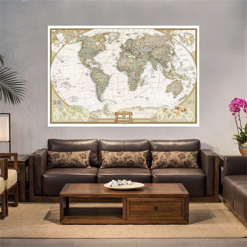Decorative Hanging Picture Retro World Map Posters Education Printing Wall Art Pictures Painting Office Home Decoration