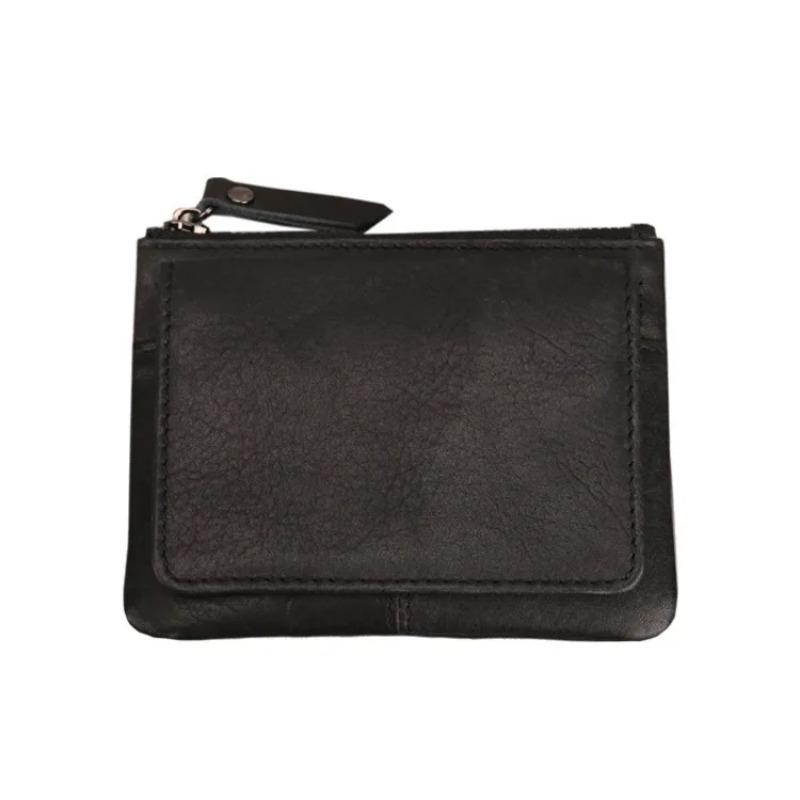 Кошелек для монет из натуральной кожи ретро-кошелек для монет мини-кошелек для мужчин и женщин креативный кошелек для монет чёрный 1374₽