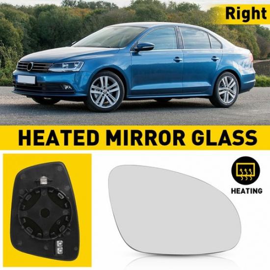 Right Passenger Side Fits VW JETTA BEETLE Heated Mirror Glass with Backing Plate