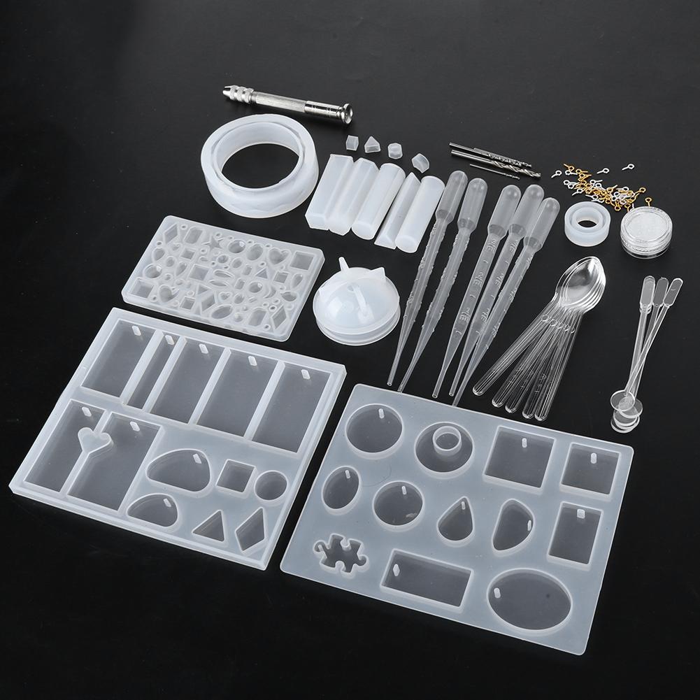 Silicone Casting Molds DIY Crystal Epoxy Mold Kit Crafts Necklace Pendant Making Tools