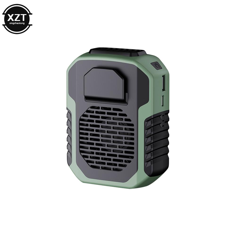 

1 шт. USB-перезаряжаемый вентилятор с зажимом на талии, портативный вентилятор на ремне, работающий от батареек, регулируемый выпуск воздуха, охлаждающий вентилятор для наружного использования зелёный