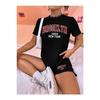 Brooklyn New York White T-shirt Gray Shorts - T-shirt With Shorts Top And Bottom Set Printed Crew Neck