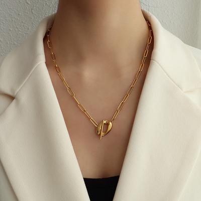 Titanium Steel Haute Couture Color Retention Necklace Ot Buckle Queen Double Clavicle Necklace P1028