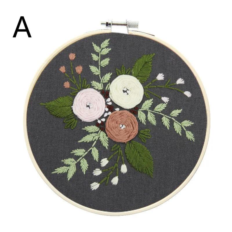 DIY Embroidery Flower Handwork Needlework for Beginner Cross Stitch Kit Ribbon Painting Embroidery Home Decoration
