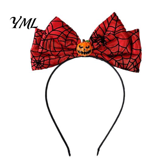 Eye Catching Festival Hair Accessories Halloween Headband with Spider Web Bow And Eyeball/Pumpkin/Ghost Decor for Lightweight Adults Kids Cosplay
