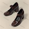 Woman Marie Janes Shoes Women British Style Black Chunky Heel Square Toe Single Shoe New Design Buckle Dress Shoes Elegant Pumps