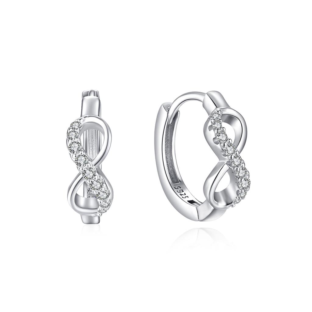 Ailmay 925 Sterling Silver Romantic Infinite Love CZ Hoop Earrings Fashion Ear Buckles for Women Girls Party Accessories Jewelry