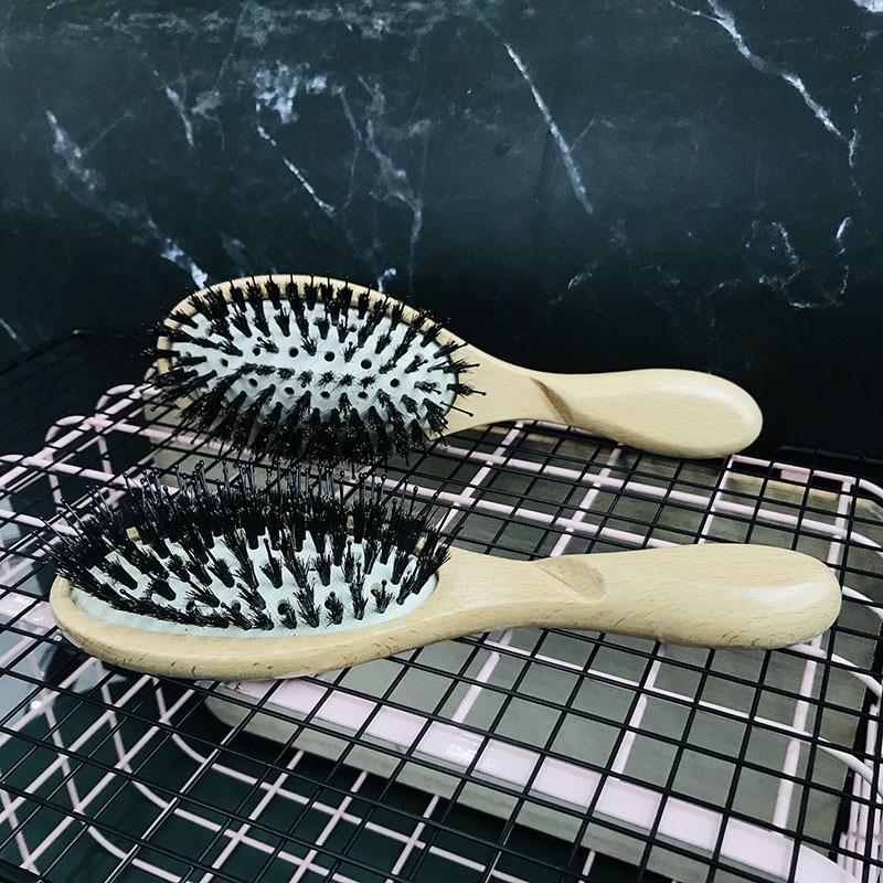 Comfortable Beech Wood Boar Bristle Air Cushion Comb with High Elasticity Massage Airbag