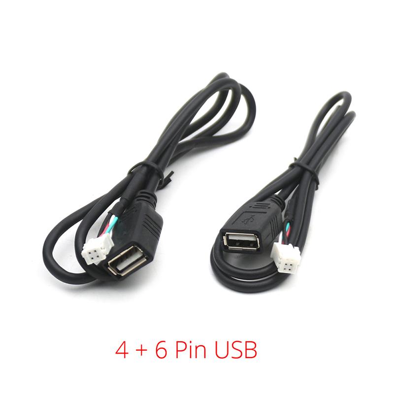 75 cm Bil USB-kabeladaptere 4-pinners og 6-pinners for Android Bilradio Stereo-kontakter USB-skjøtekabeladaptere