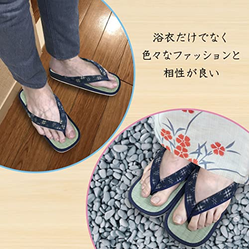 LamPlanning Japanese-Made Igusa Sandals, Tatami-Style Igusa Zori (Geta) Slippers, Made in Japan, Natural Materials, One Size Fits Most (Sizes 23.0-27.