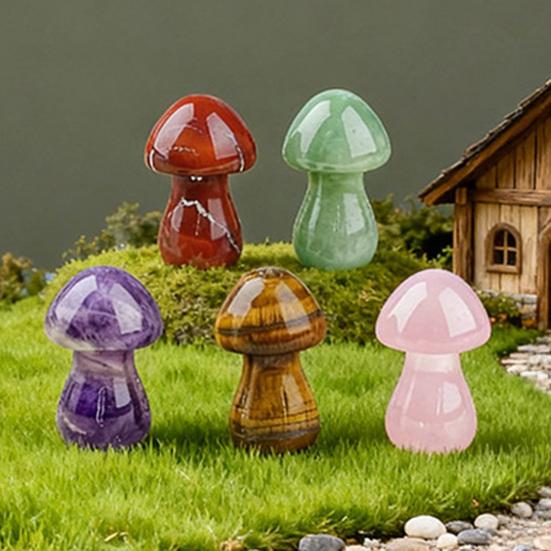 Mini Mushroom Gemstone Sculpture Cute Natural Healing Stone Polished Mushroom Figurine for Home Crafts Flower Pot Decor Gifts for Women Men