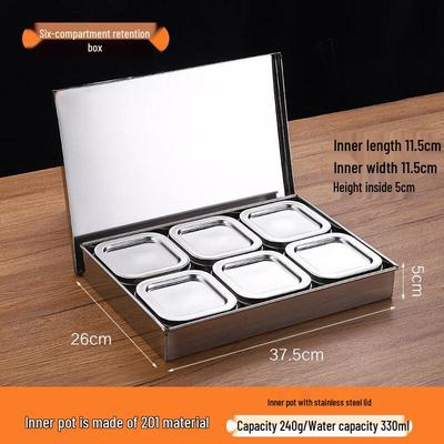 Six-Compartment Stainless Steel Food Sample Box