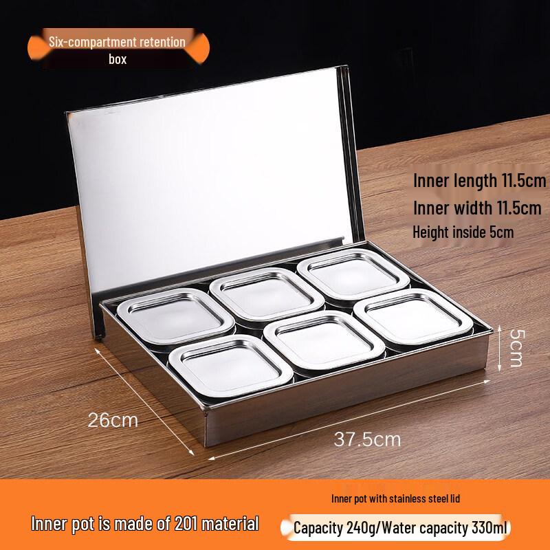 Six-Compartment Stainless Steel Food Sample Box