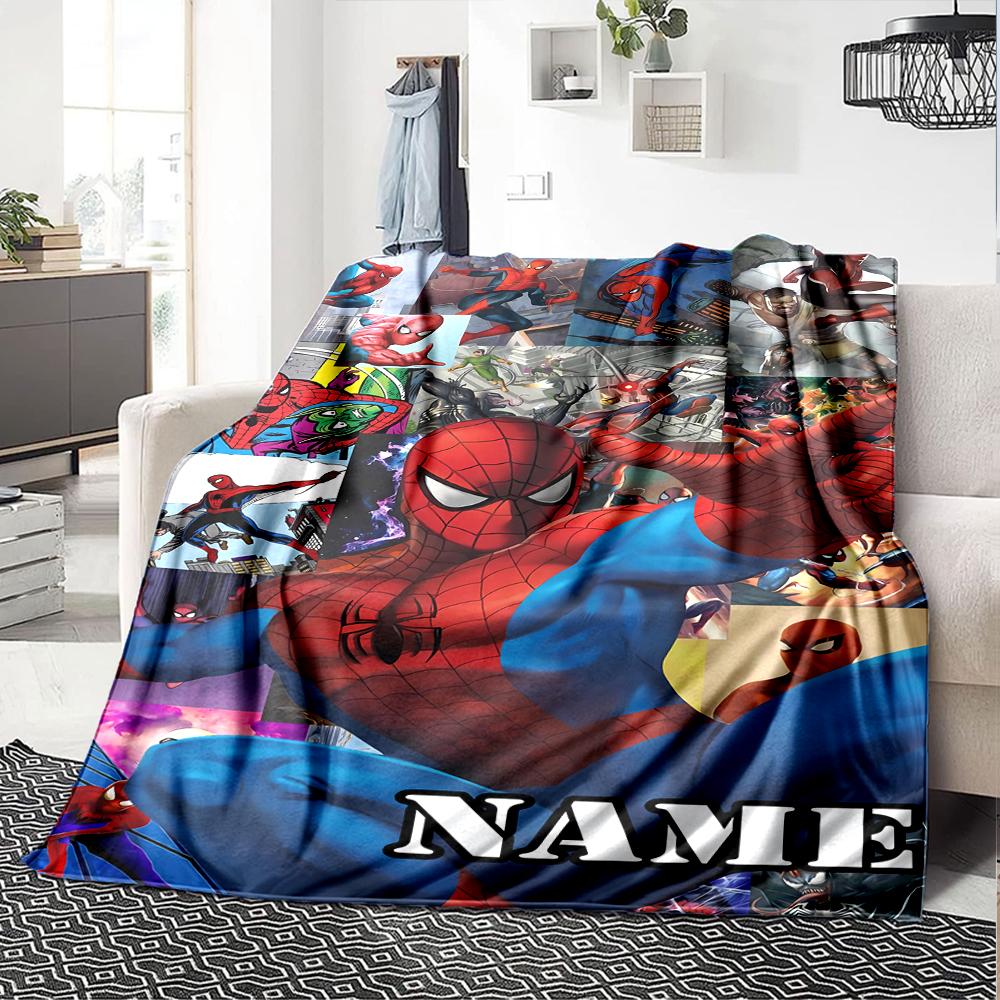 Customiz Name Personality Spider-Man Blanket Soft &Warm Sofa Office Bed Travel Lunch Break Blanket, Gift Suitable All Seasons
