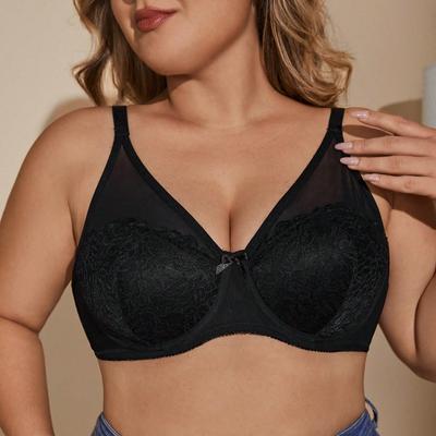 Teljesen fedő, hálós toldású, vékony, formázott kupa melltartó alsóhuzallal, női nagyméretű fehérnemű Elegáns és szexi mindennapi viselet otthonra és ingázásra