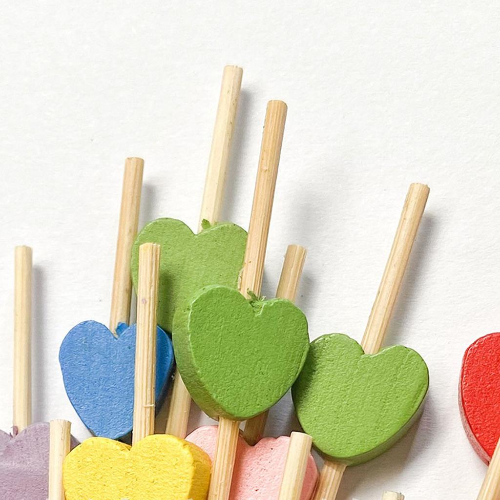 100 Pezzi Spiedini Usa e Getta per Cibo Stuzzicadenti Legno Buffet Cupcake Frutta Forchetta Festa Torta Dessert Insalata Bastoncino a Forma di Cuore