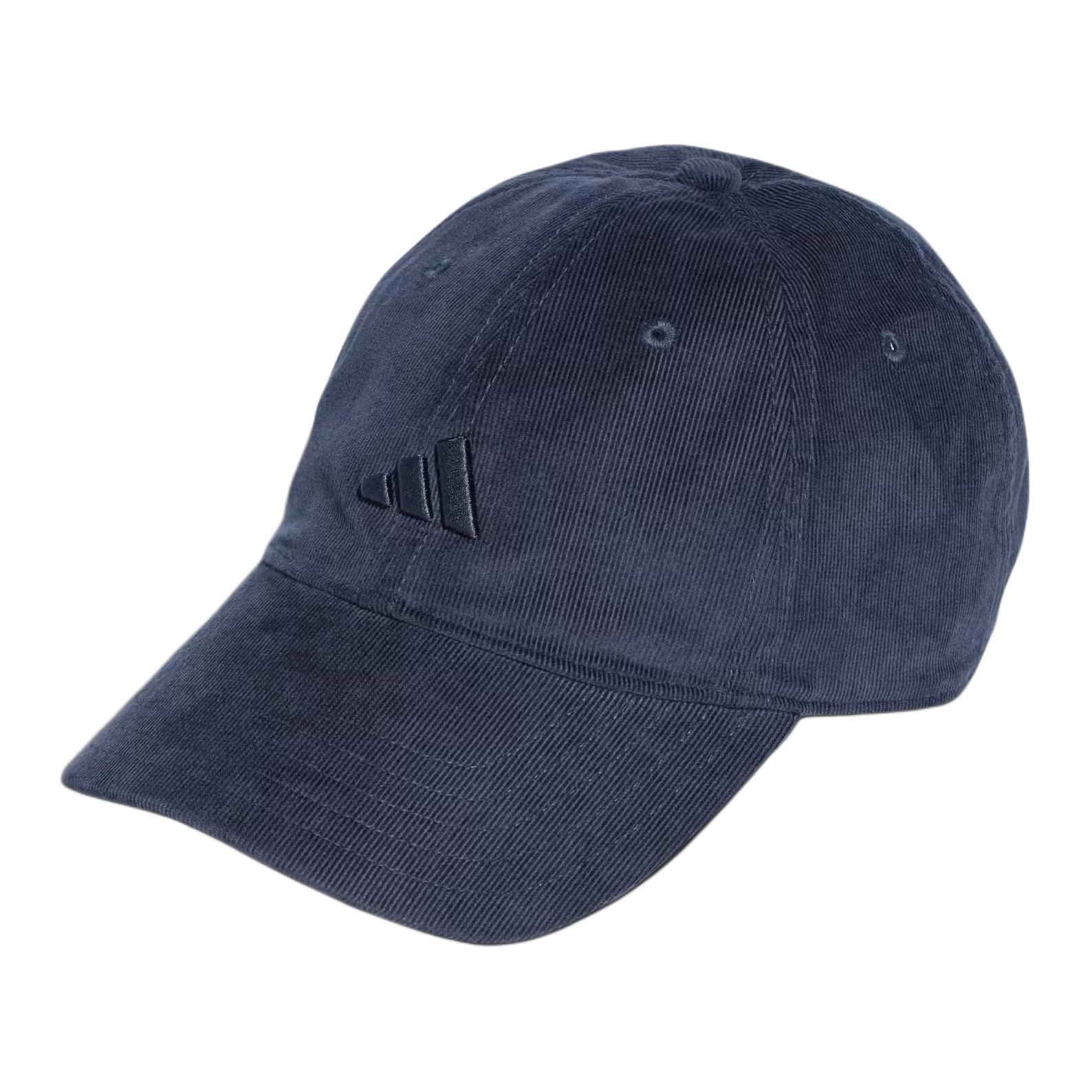 Adidas Logo Design Corduroy Duckbill Cap Women caps Legendary-Dark-Blue IA6124