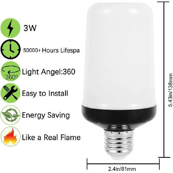 

LED Flame Light Bulbs, 4 Modes Flickering Light Bulbs, E26 Base Fire Flame Bulb, Halloween, Christmas Party Porch Outdoor and Indoor Home Decorations 2pack Yellow