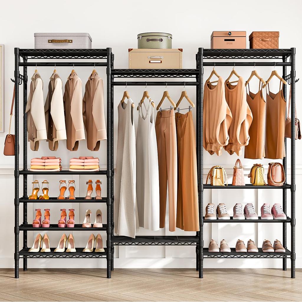 PASRLD Clothes Shoe Height Storage Shoe Clothes Coat Large Capacity Open Sturdy Rack, Closet, Wardrobe, Rack, Adjustable, Shelf, Storage, Hanger,