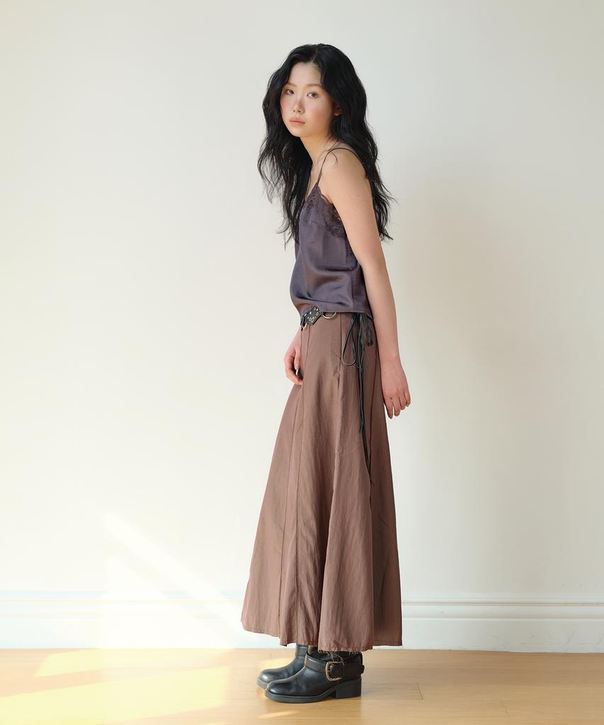 Hombadittingjeu Classic Panel Midi Skirt (Brown)