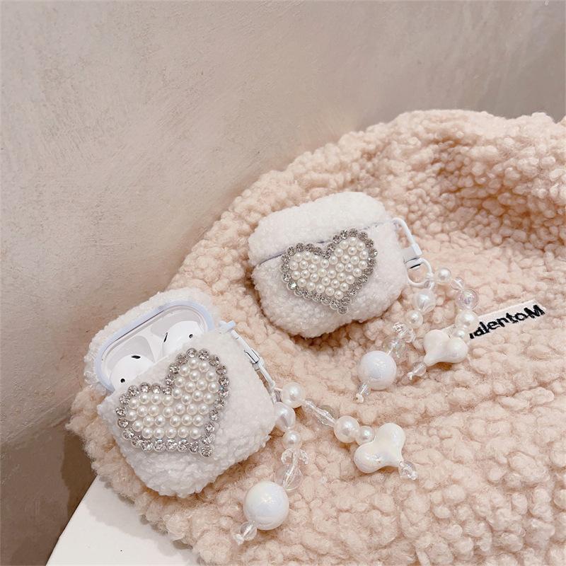 Plush Love Earphone Cover Airpods4 Is Suitable for Apple Pro2 3rd Generation Bluetooth Protection Silicone Case for Autumn and Winter Women