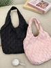 Borsa a Tote a Spalla Unica Plaid Pieghettato - Borsa a Mano di Grande Capacità Stile Coreano per Donne