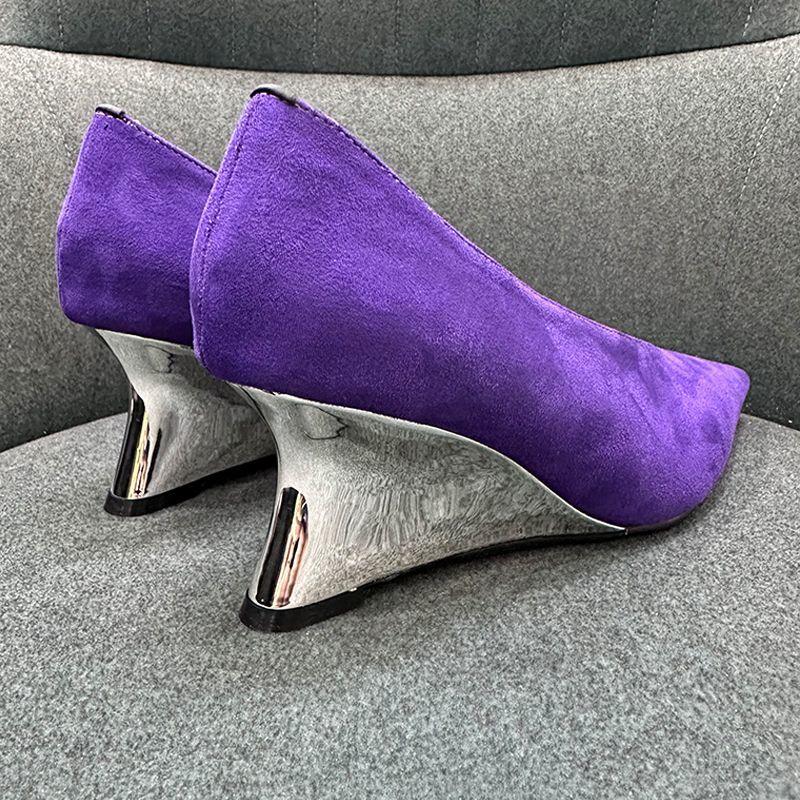 Genuine Leather Cow Suede Women Heels