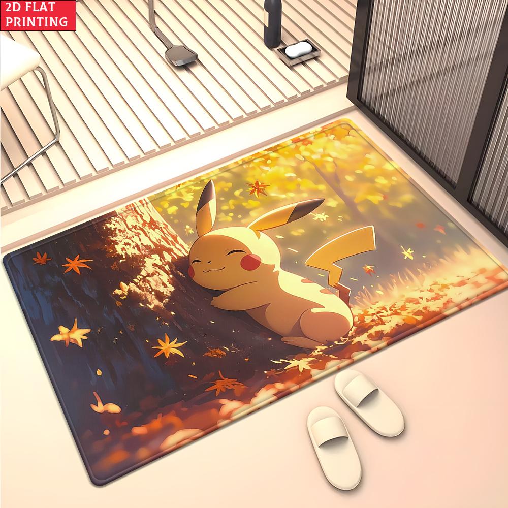 Anime Style Moon & Psychic Fox Area Rug Non Slip Soft Floor Mat For Gaming Room Living Room Bedroom Decor Washable Carpet