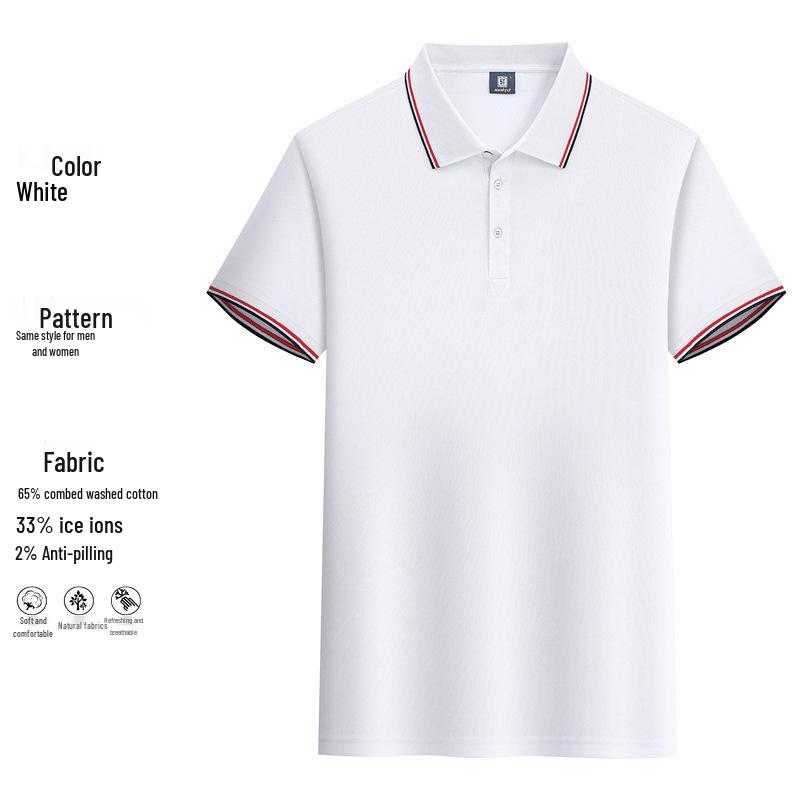 Custom Embroidered Polo Shirt with Logo - Unisex Short Sleeve Lapel for Work Teams and Classes