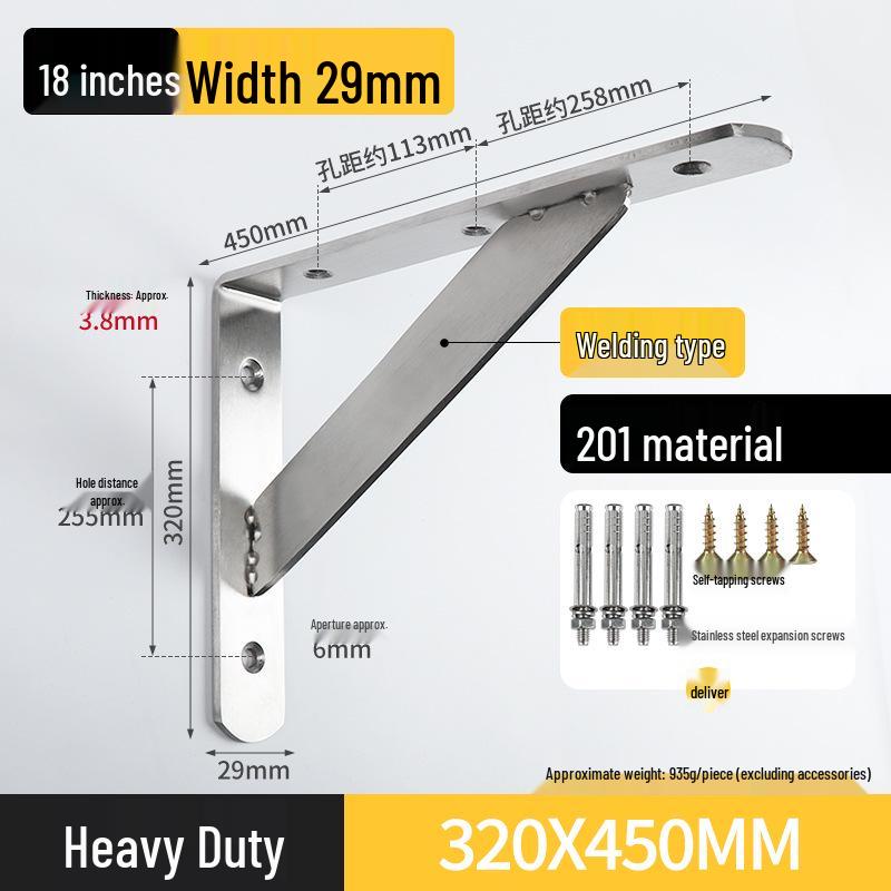 Stainless Steel Right Angle Wall Shelf Bracket Support